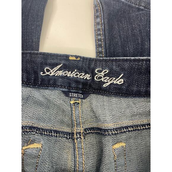 Vintage American Eagle Hipster Flare Stretch Y2K Blue Jeans Dark Wash 6 x 31 - Picture 3 of 8